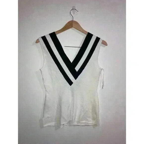 Rag & Bone Daphne Striped Knit V-Neck Tank Top White Black Blouse Size S - Picture 4 of 12
